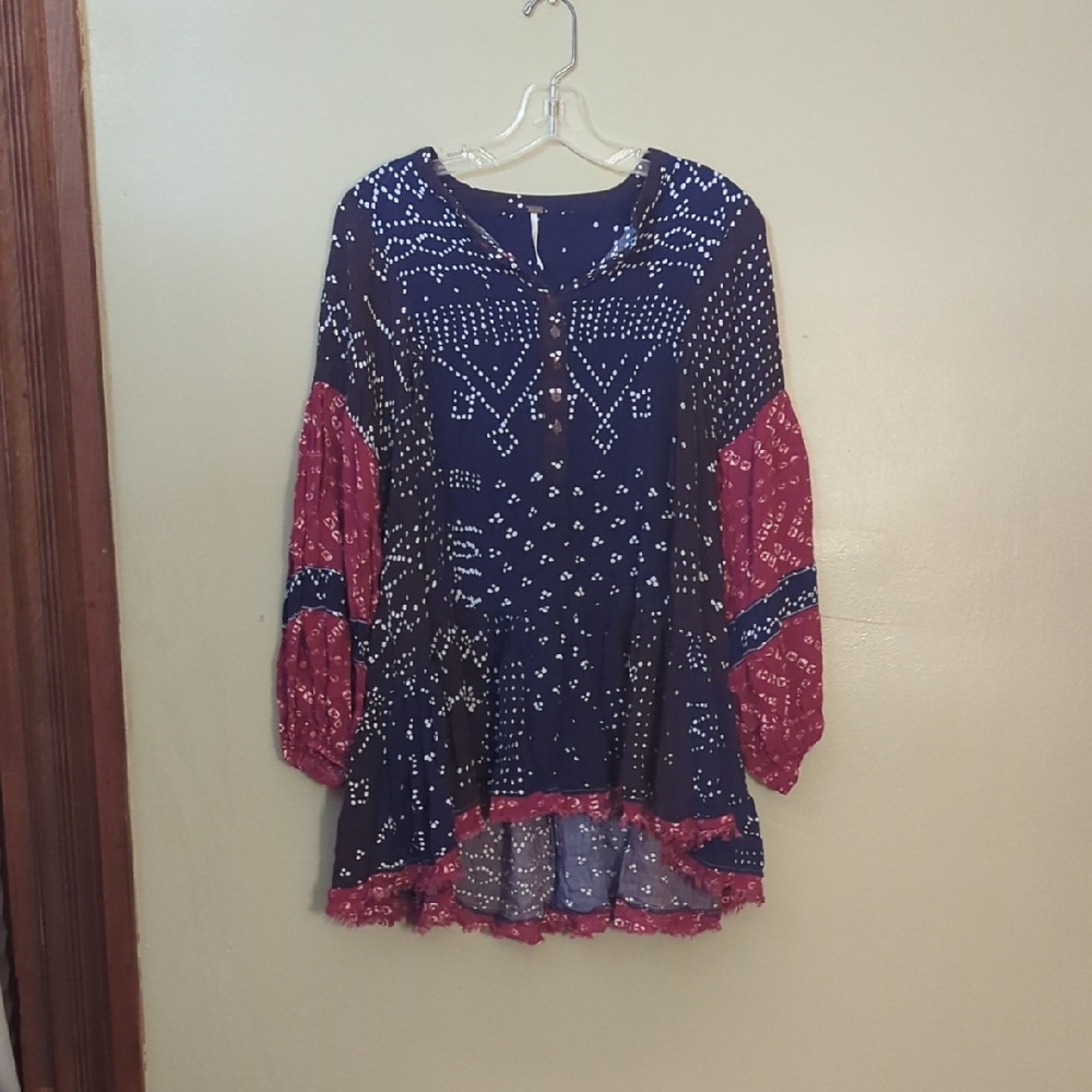 Navy and Pink Women's Top